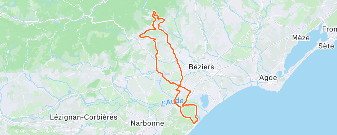 Map of the activity, Sortie vélo le matin