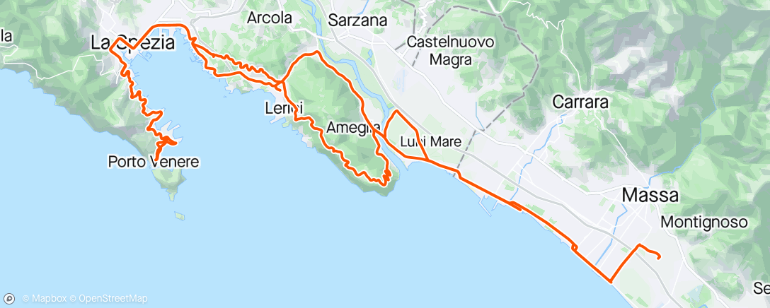 Mappa dell'attività Monte Marcello - Lerici - Porto Venere