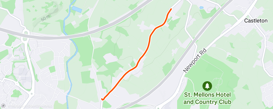 Map of the activity, Strava went weird 1.5km