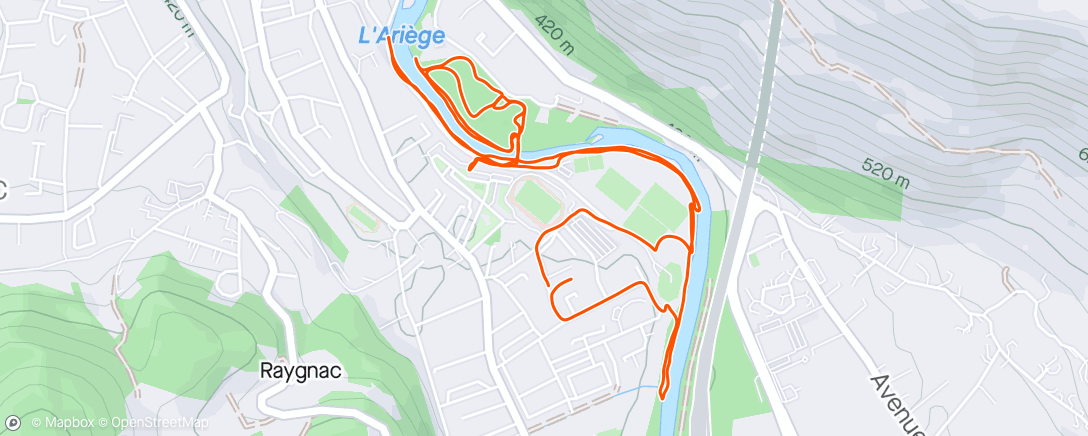 Map of the activity, Course à pied le midi