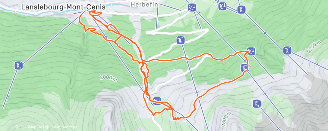 Карта физической активности (Ski de randonnée dans l'après-midi)