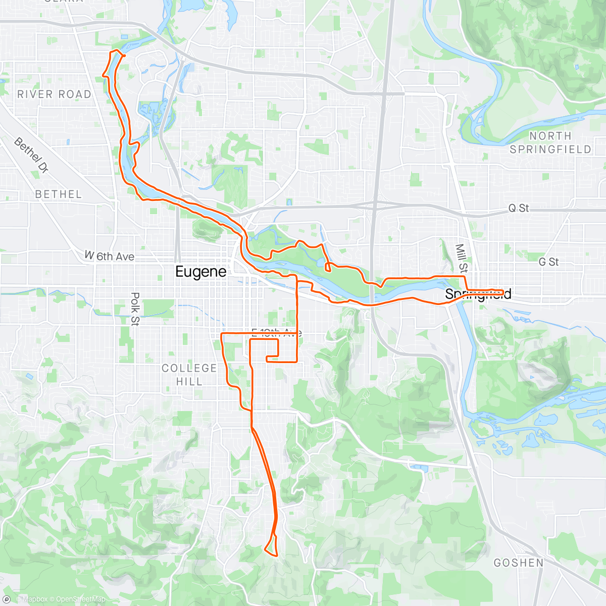 Mapa de la actividad (Eugene Marathon)