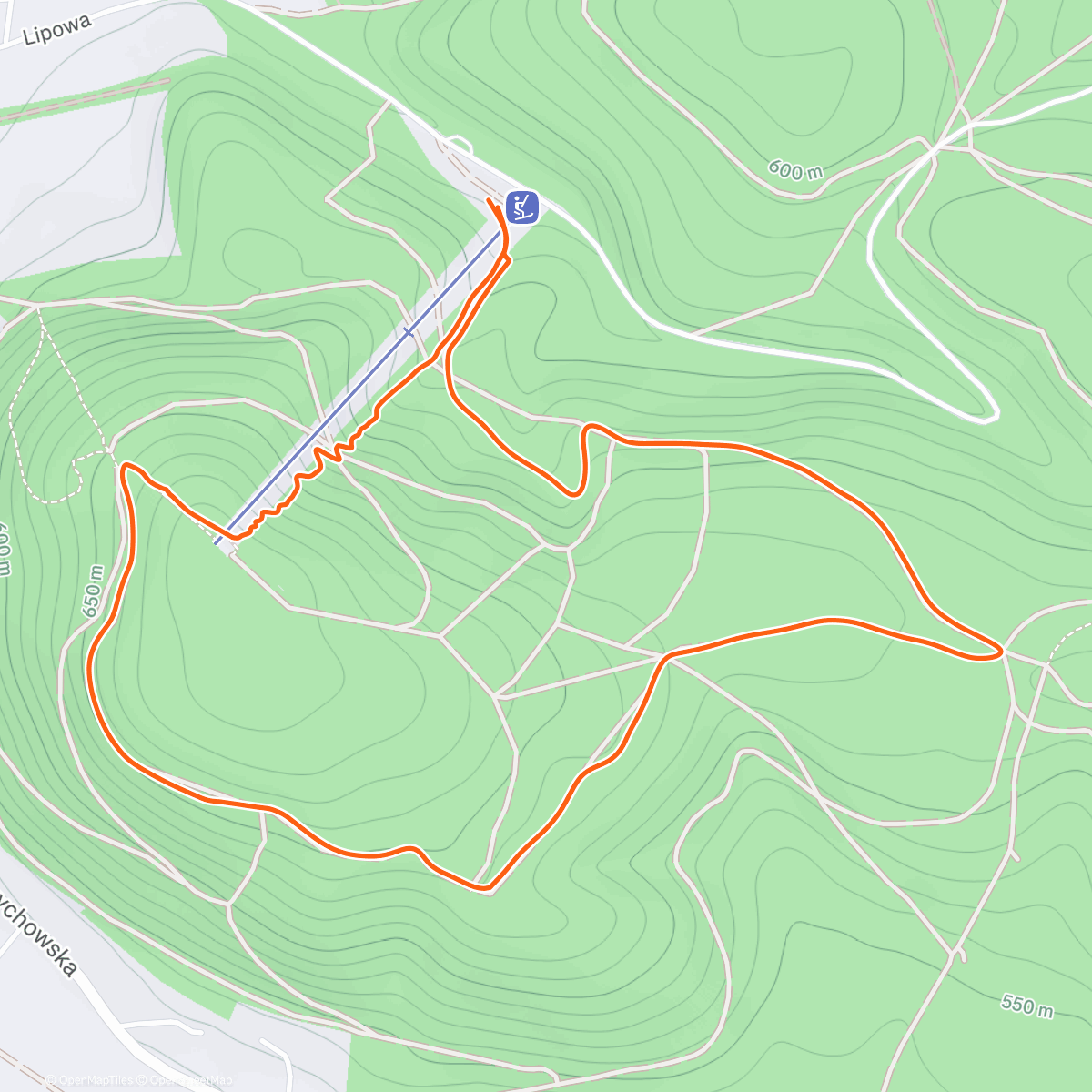 Map of the activity, Historyczny skituring ze zjazdem stokiem w Lubawce