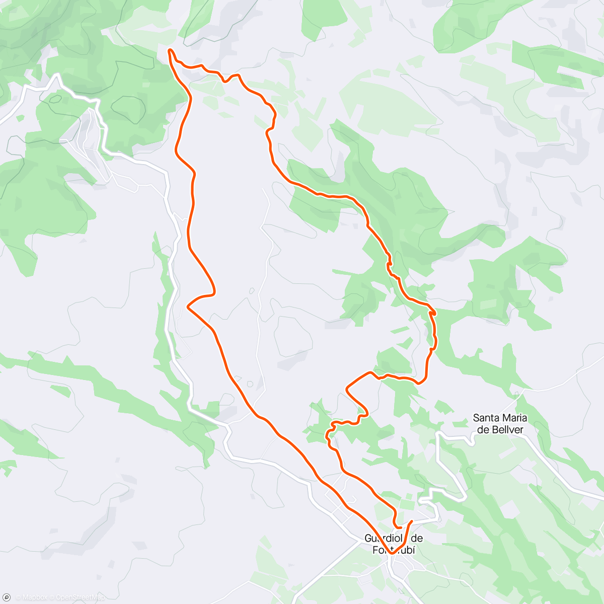 Map of the activity, Cursa L'encantada de Font-rubí. 5k corrent i 7k caminant.