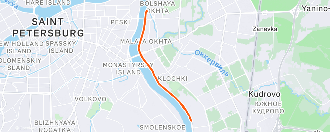 Map of the activity, Afternoon Run