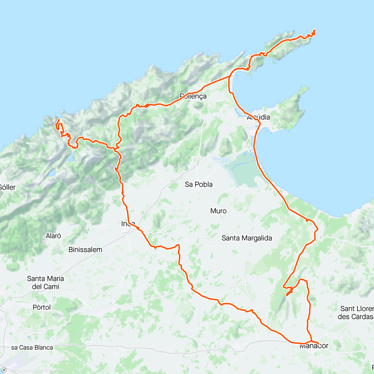 Map of the activity, Sa Calobra, Far de Formentor, Son Gener