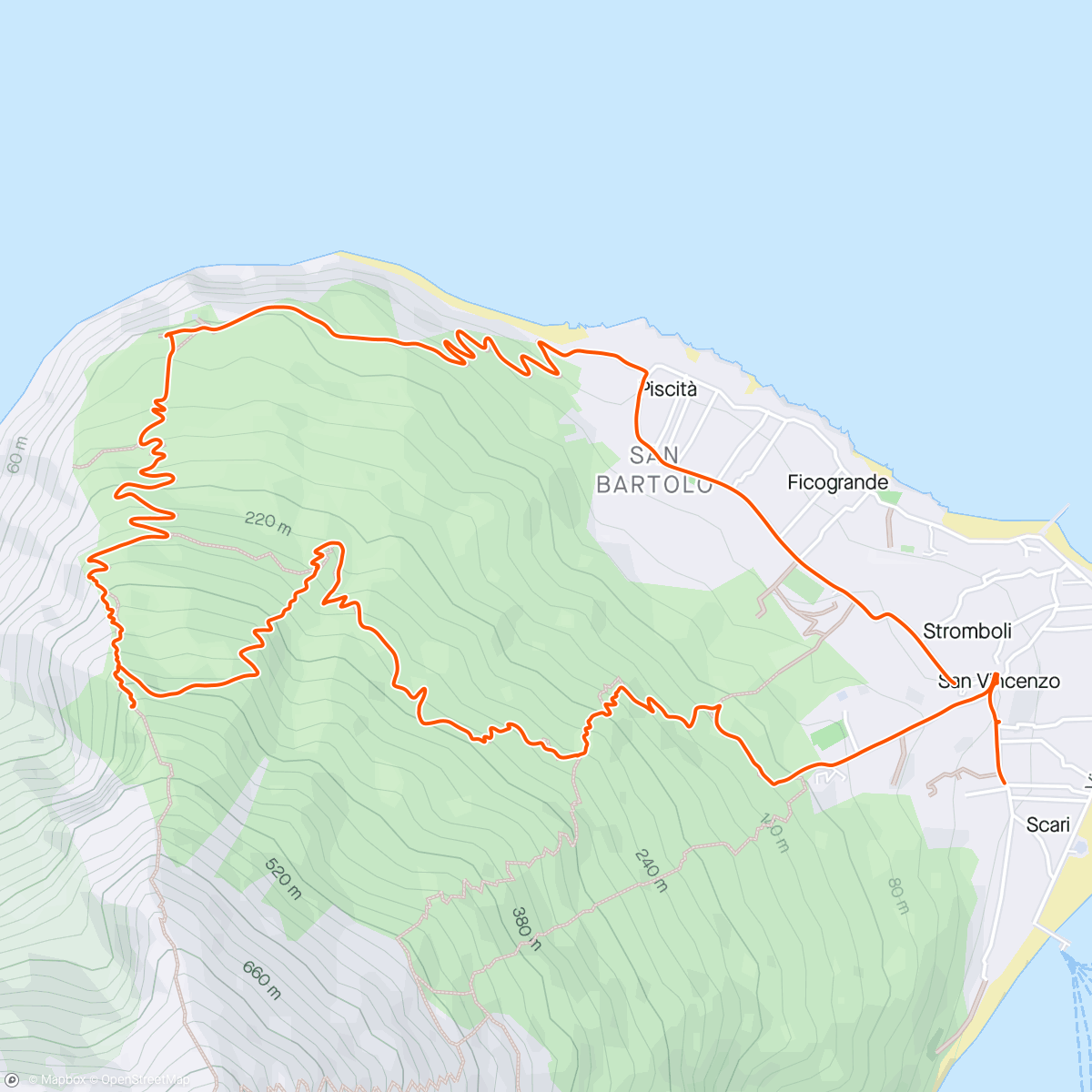 Mapa de la actividad (Stromboli 🌋 The Lighthouse of the Mediterranean)