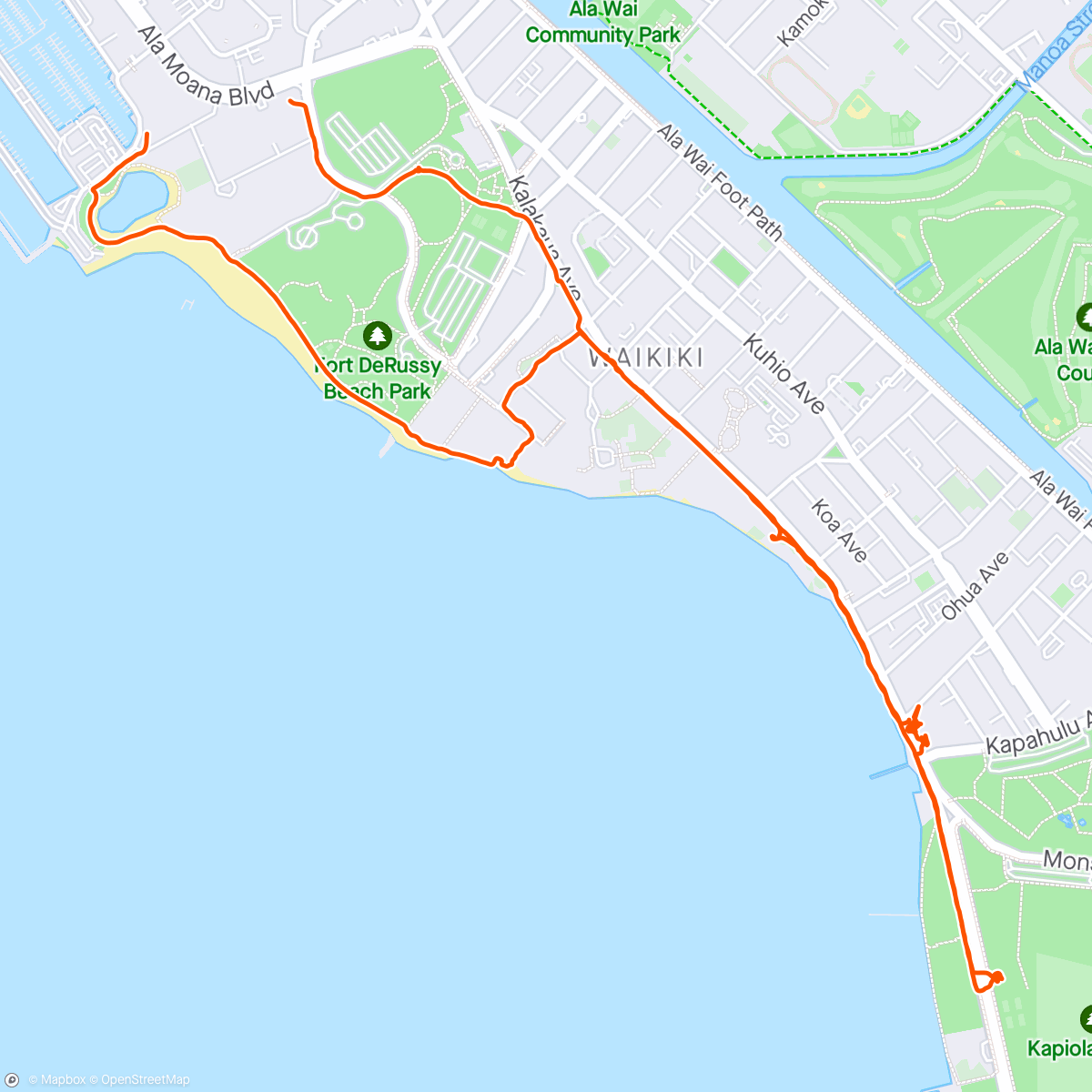 Map of the activity, Honolulu Beach Walk
