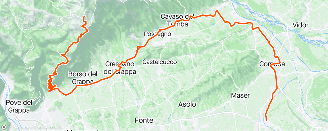 Map of the activity, Andata verso cima grappa