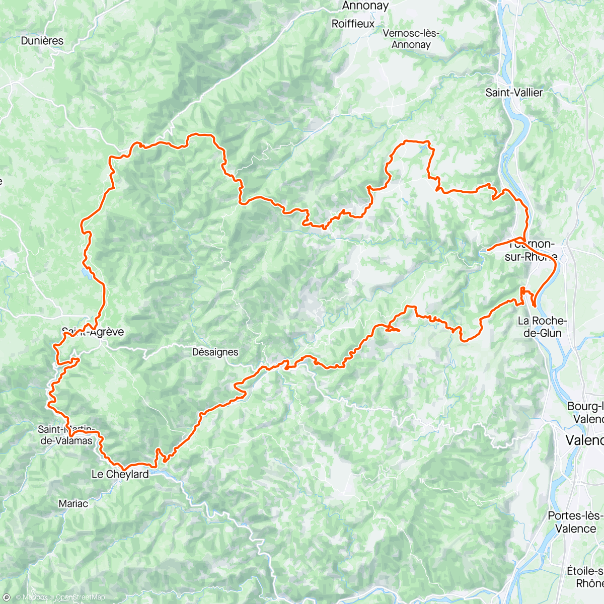 「Ardèche Gravel」活動的地圖