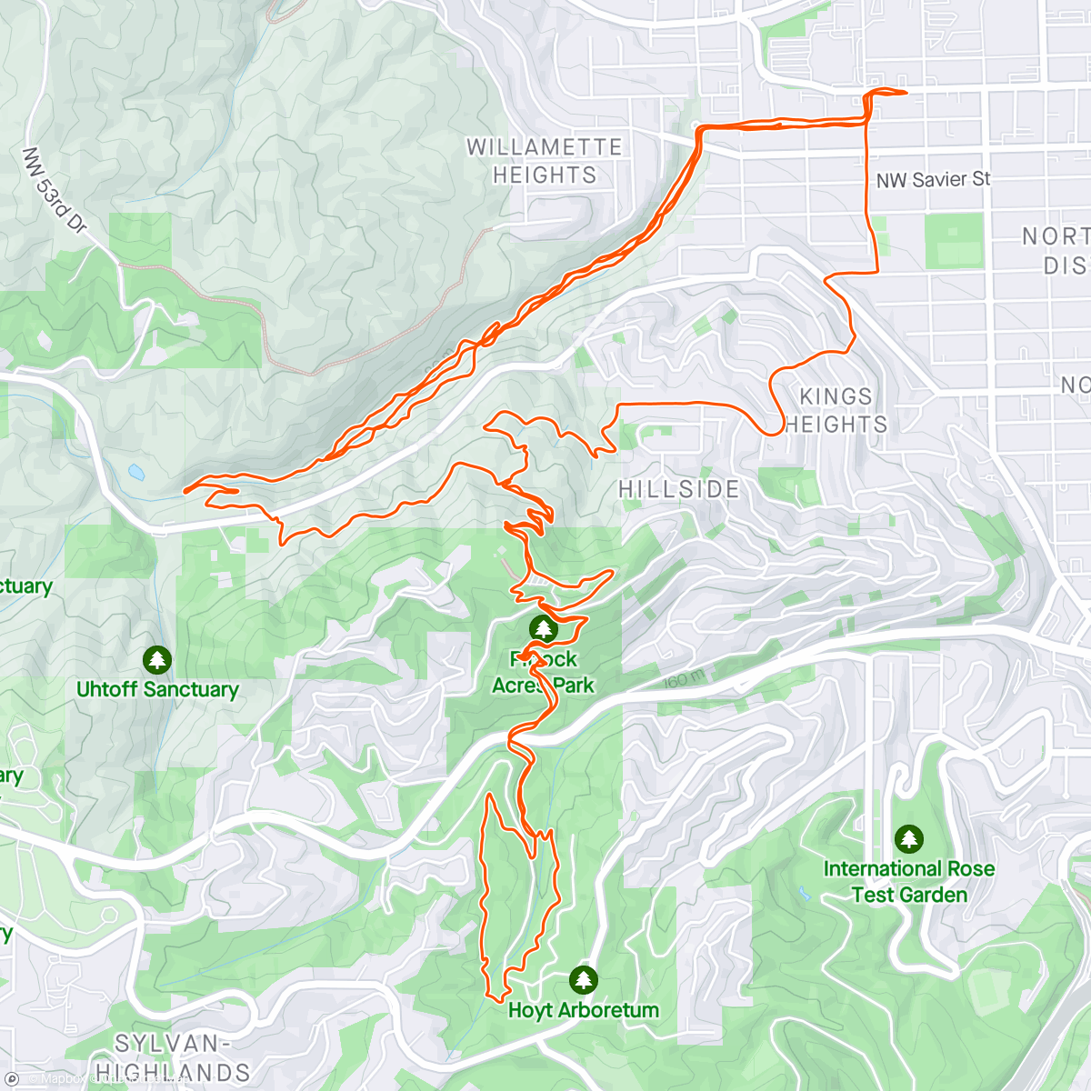Map of the activity, Wy’east Wolfpack Social Run + Warmup miles