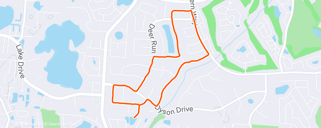Map of the activity, Afternoon Run