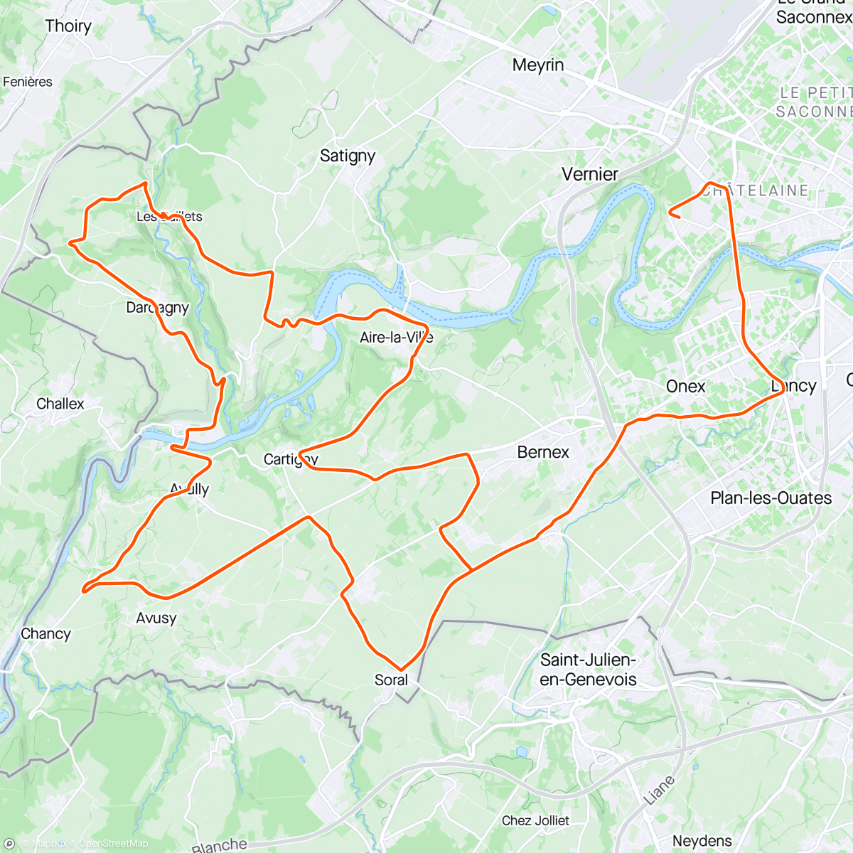 Mapa de la actividad, Bicicleta a la hora del almuerzo