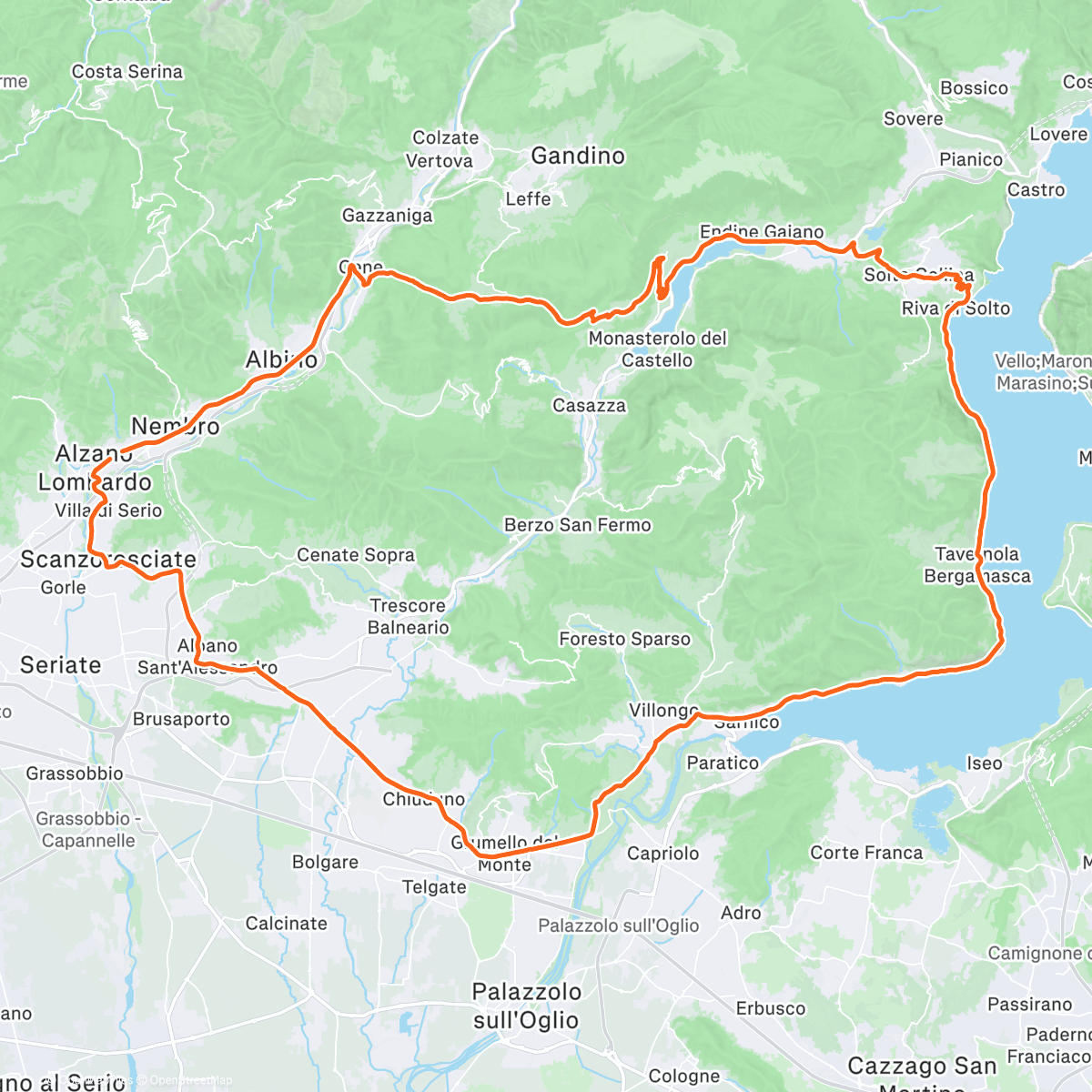 Map of the activity, Pedalata dell'ora di pranzo