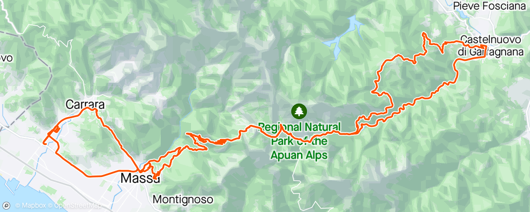 Map of the activity, Passo del Vestito Castelnuovo Garfagnana Le Coste Arni