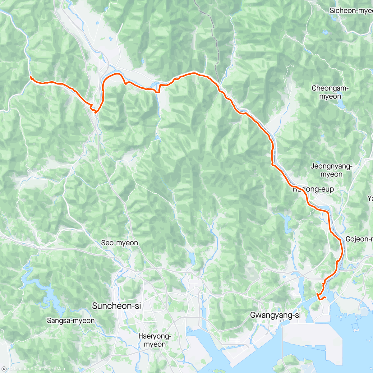 アクティビティ「섬진강 자전거길 (곡성 ~ 배알도수변공원)」の地図