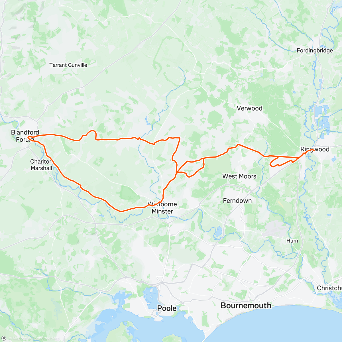 Map of the activity, Heading west.