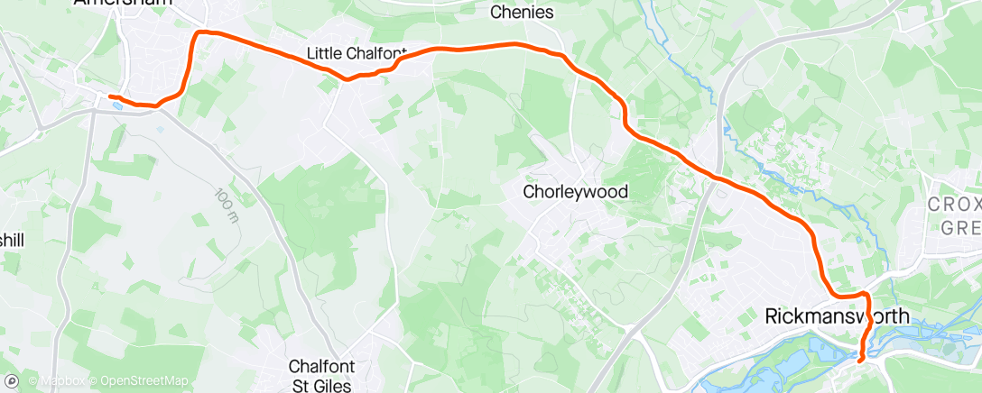 Map of the activity, Run home from church mead on little tired legs 🦵