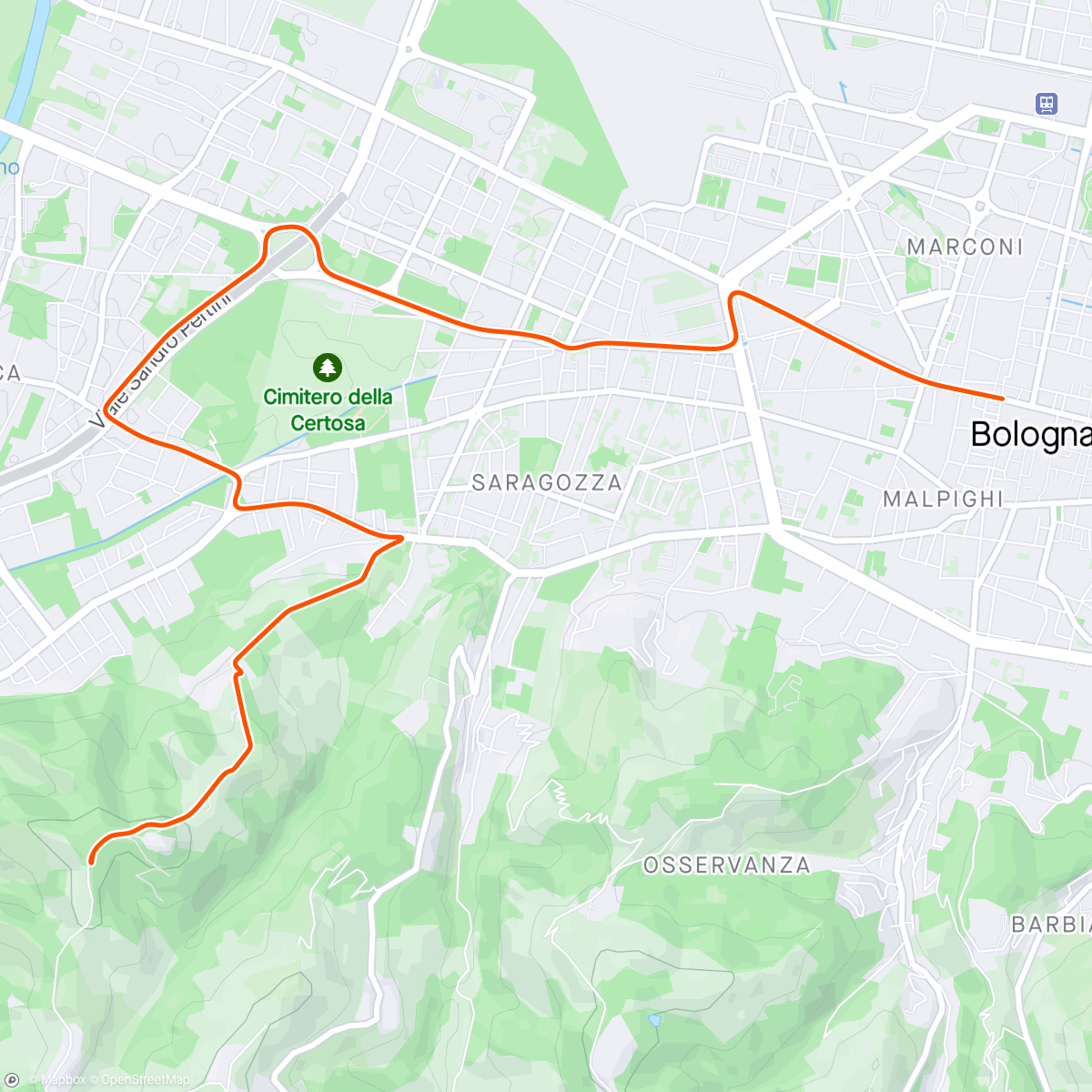 Map of the activity, Zwift - TT: Peak-PTY Midweek TT Climb Challenge (A) on Bologna Time Trial in Bologna TT