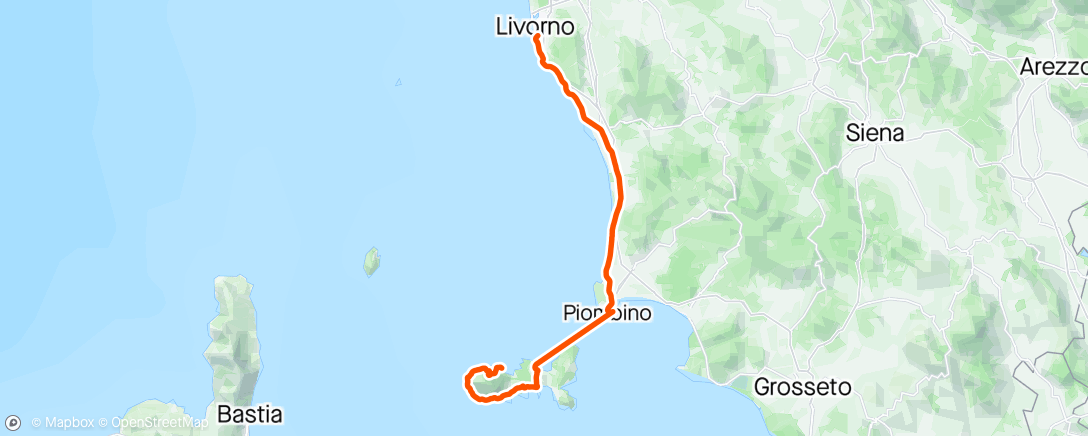 Map of the activity, Elba-Livorno