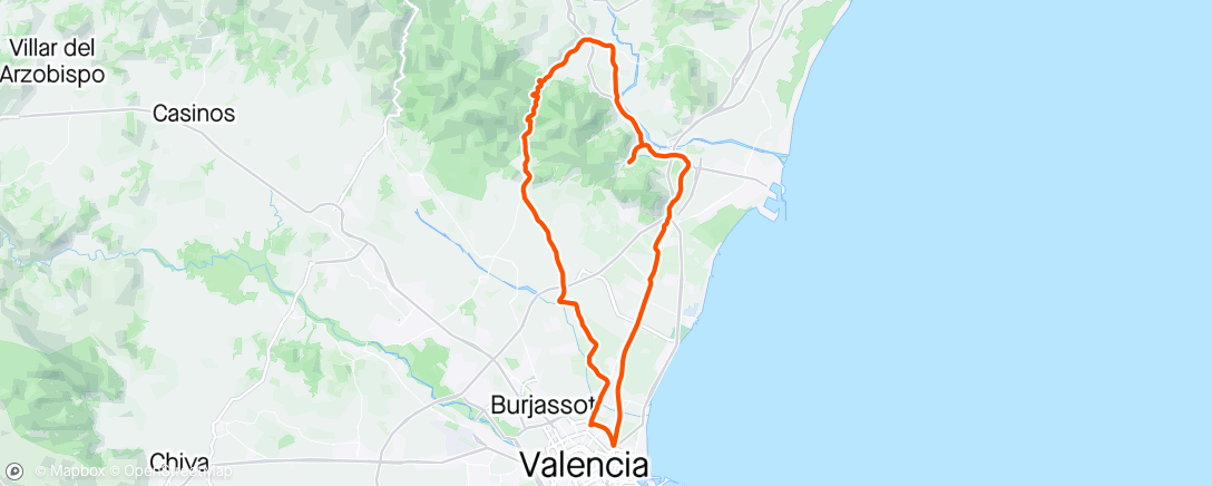 Map of the activity, VLC-Moncada-Tres Rutas-Nàquera-Oronet-T.T.-Gilet-Puçol-VLC