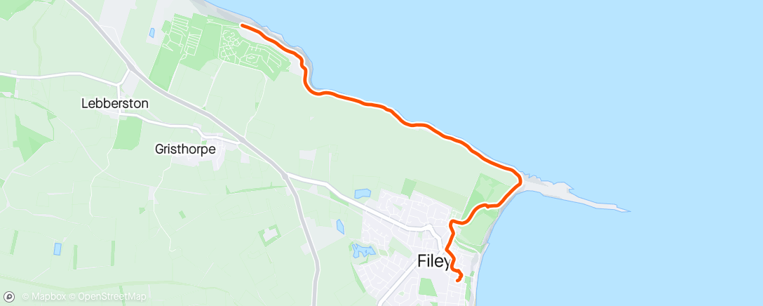 Map of the activity, Lunch Walk into Filey