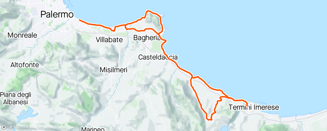 Map of the activity, Giro Mongerbino Termini Mezzo Giro