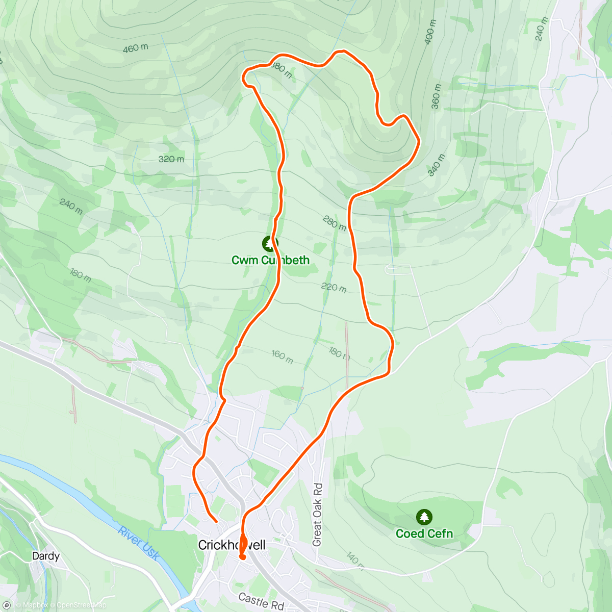 Map of the activity, Table mountain walk