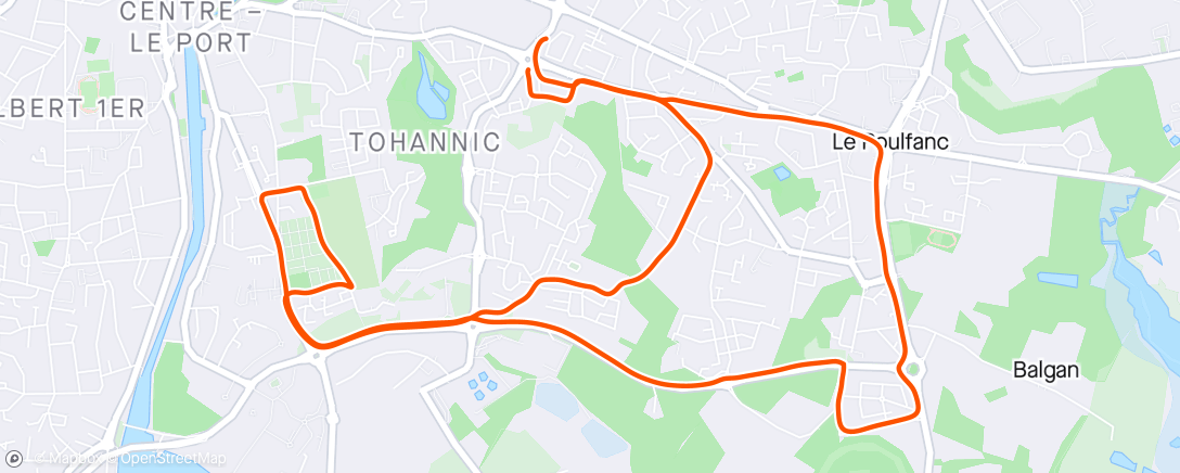 Map of the activity, Run 10,3 km tohannic ubs limoges poulfanc tohannic