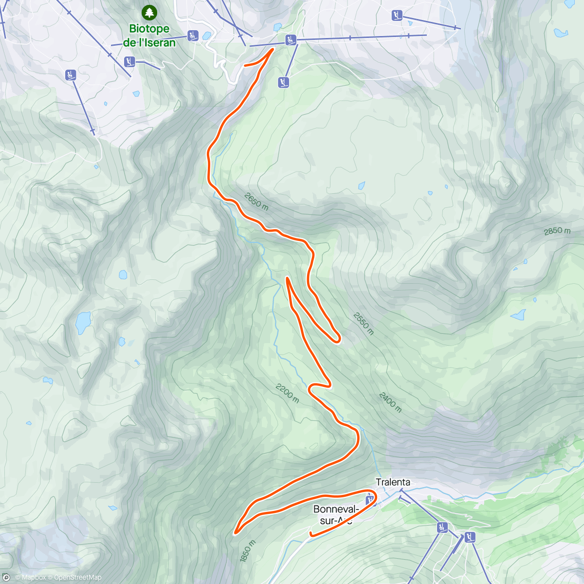 Map of the activity, Kinomap - 🚴‍♀️ Col de l'Iseran ↘️ Bonneval sur Arcs 🏔️