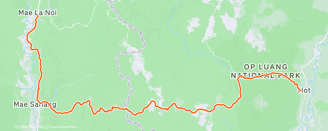 Map of the activity, Mae La Noi to Hot - MHS loop day 4