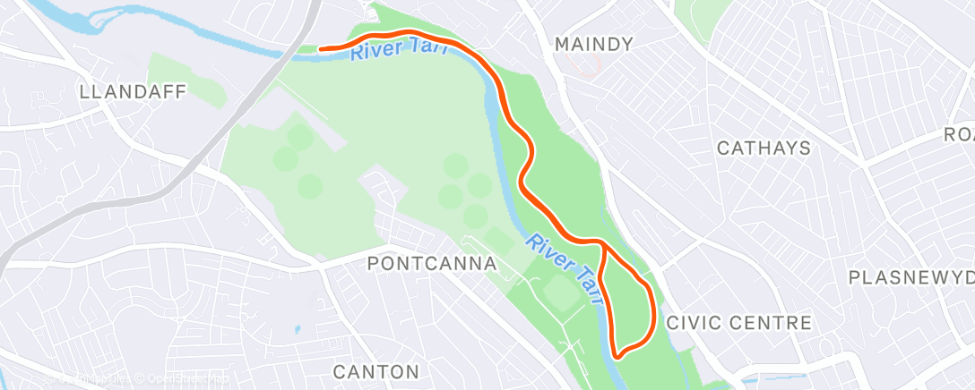 Map of the activity, Cardiff Parkrun 16:44
