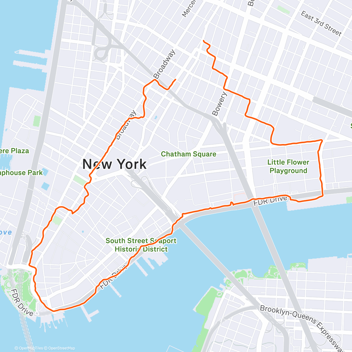 Map of the activity, Wednesday Run