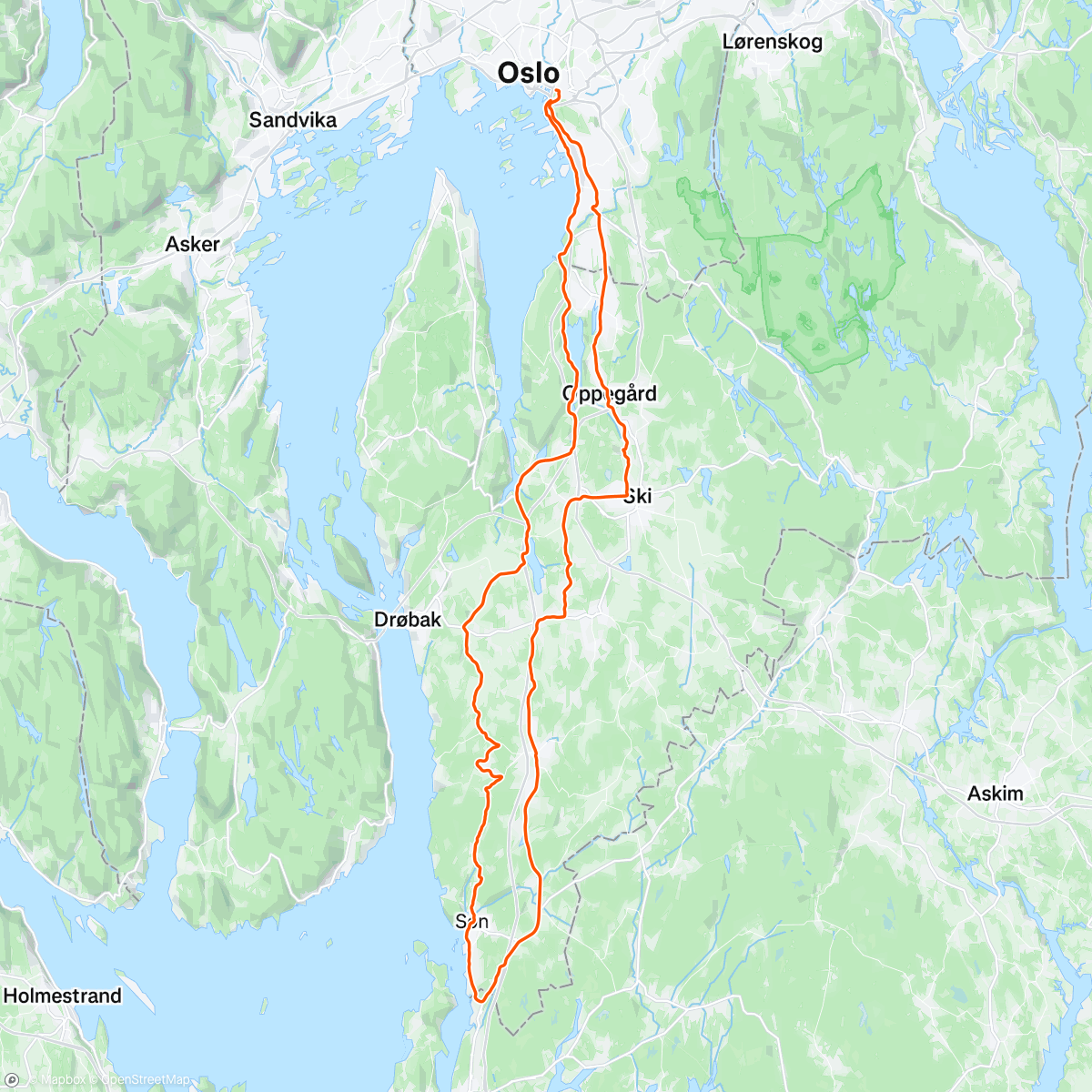 Map of the activity, Oslo- Ski- Son- Oslo