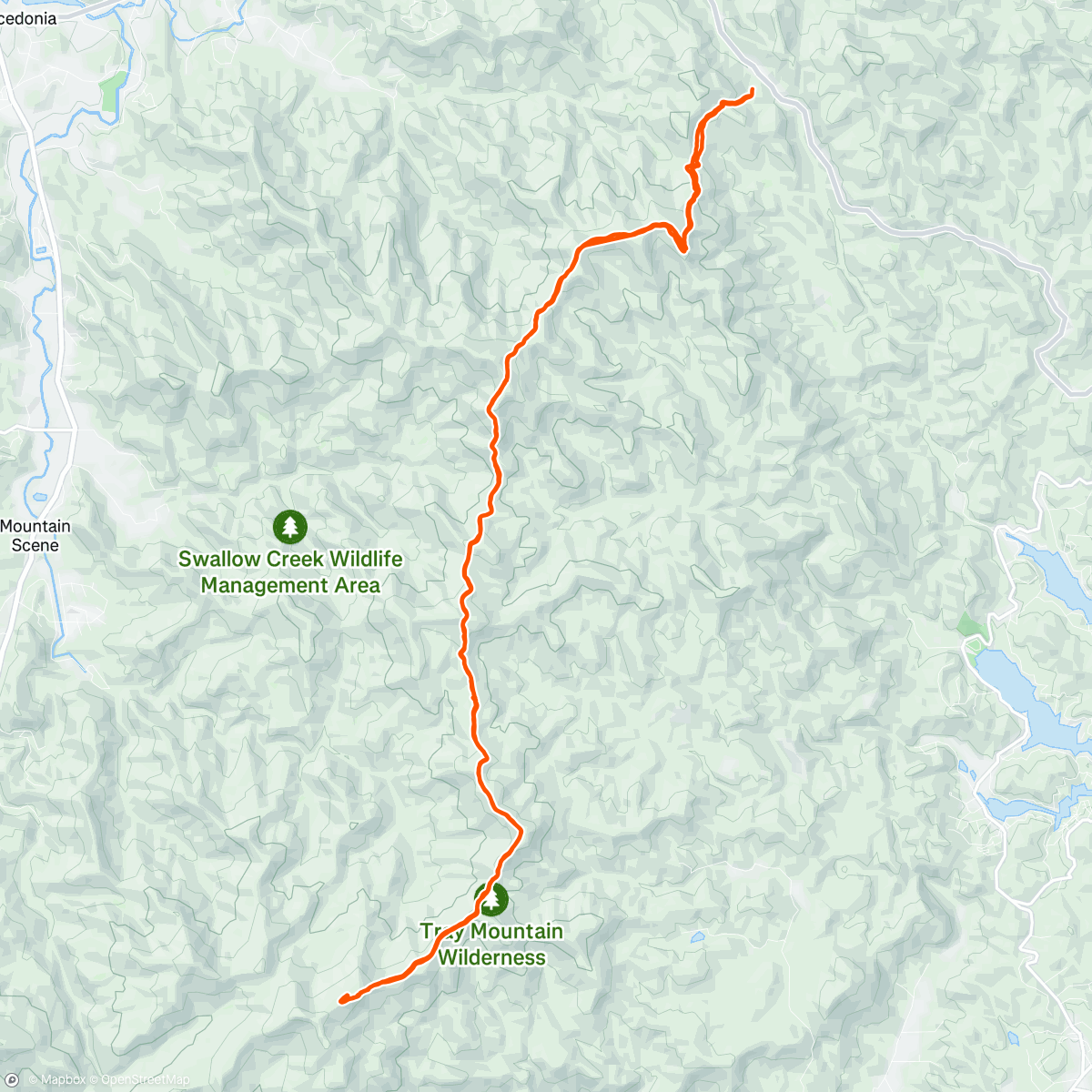 Map of the activity, Dick’s Creek Gap to Trey Mountain