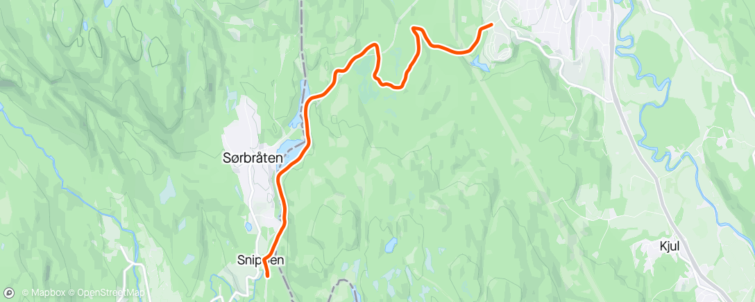 Map of the activity, Rolig commute Kruttverket-Snippen 🚂
