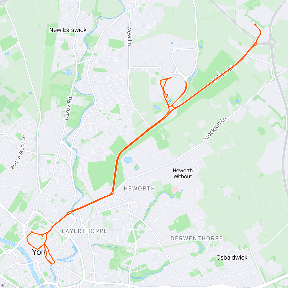 Map of the activity, walk and cycle in York