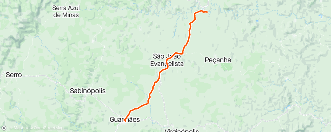 Mapa de la actividad, Guanhães a São Pedro do Suaçuí