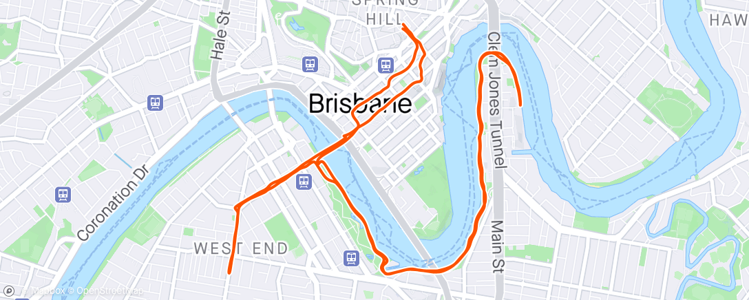 Map of the activity, Recce of South Bank and South Brisbane. Dodging commuters!