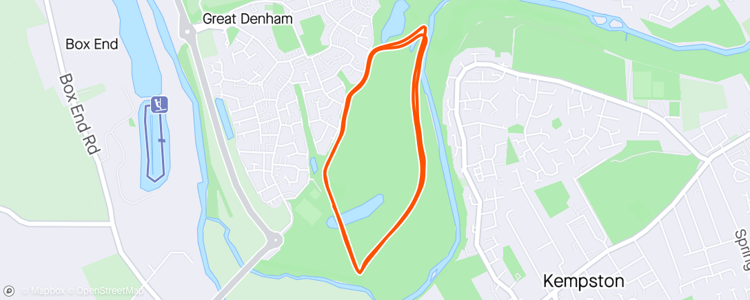 Map of the activity, Great Denham Parkrun, early 2 weeks in a row 😲