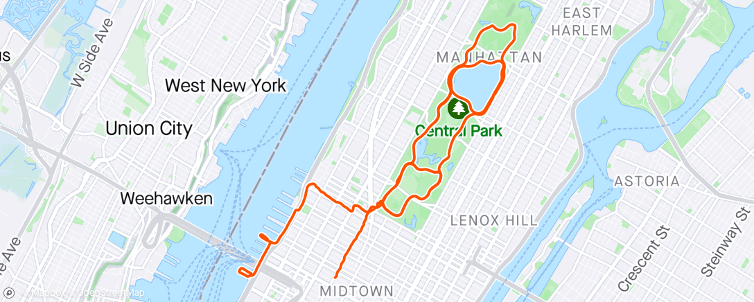 Карта физической активности (12 x 1k at race pace 14 days until Brooklyn half)
