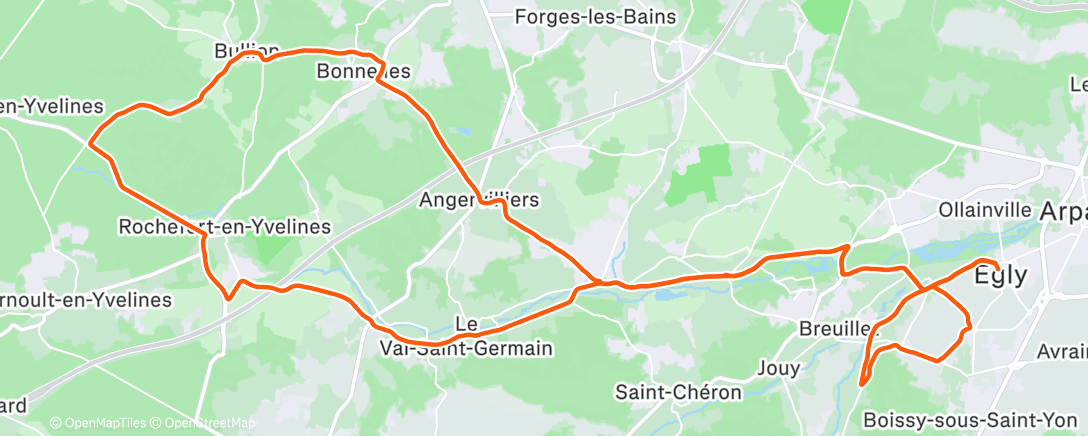 Карта физической активности (Sortie vélo le midi)