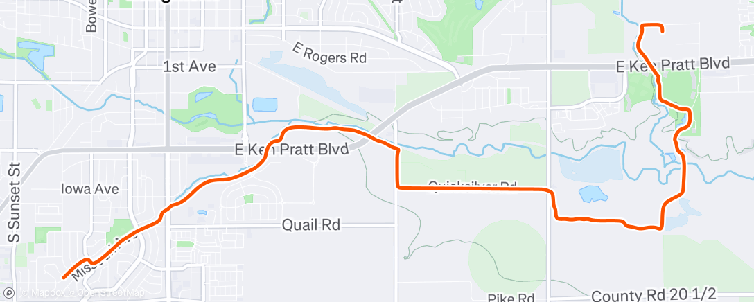 Map of the activity, Evening Ride