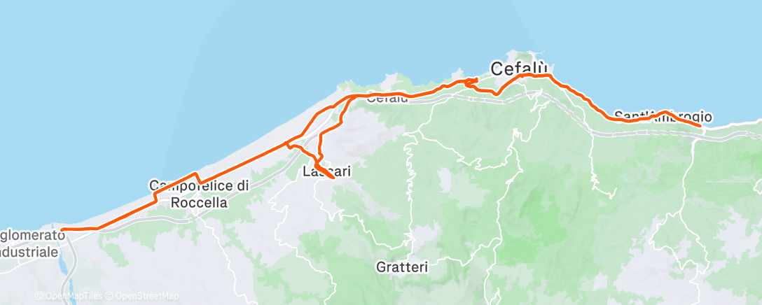 Map of the activity, Pedalata pomeridiana