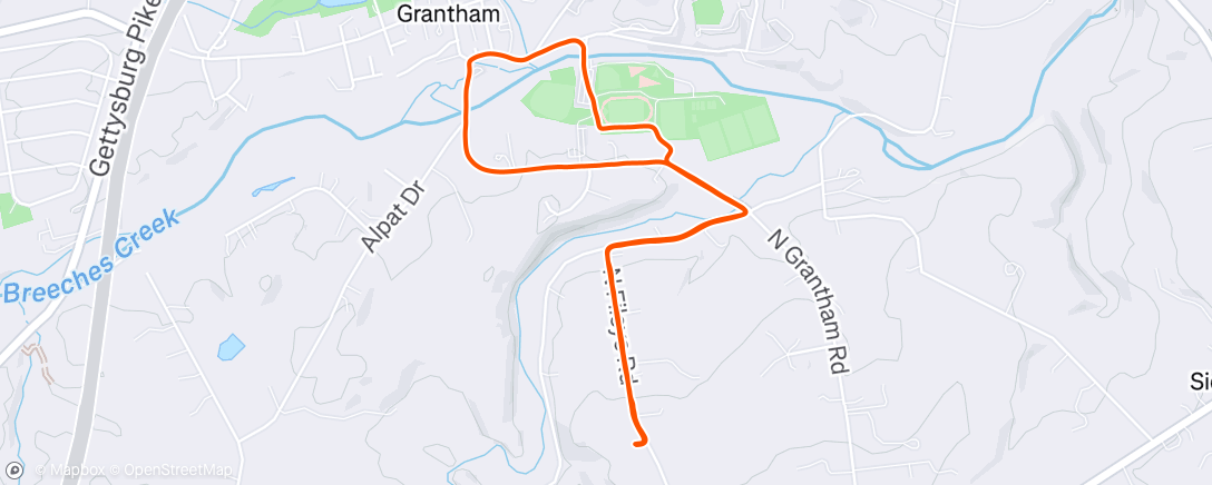Map of the activity, Afternoon Run