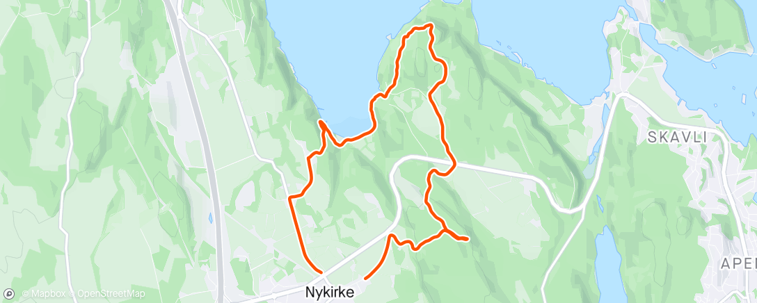 Map of the activity, Skihytta - Slettefjell -Frebergsvik. Løpe/gå
