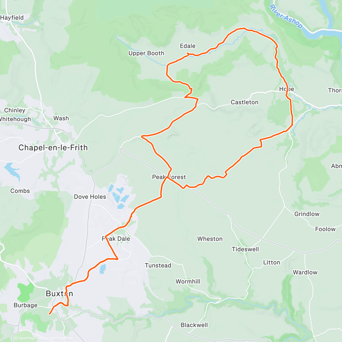 Map of the activity, Edale in the sun 👌