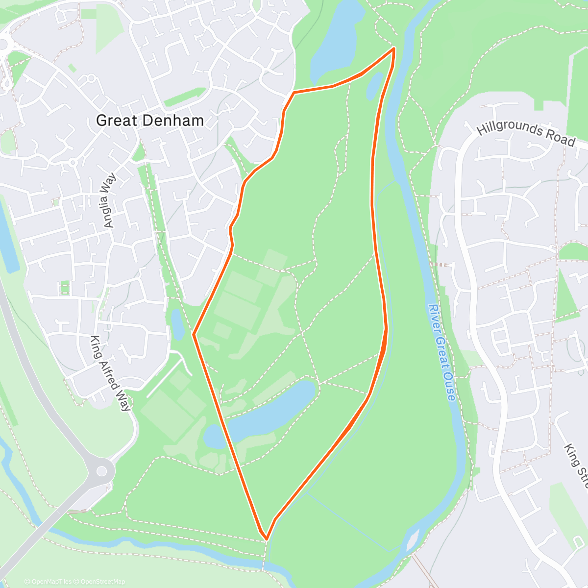 Map of the activity, parkrun #222: Great Denham #8