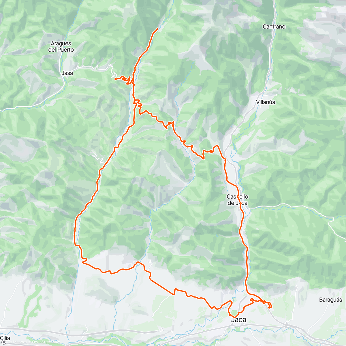 Mapa de la actividad (Collado de la Loma de Aisa - Castiello de Jaca)