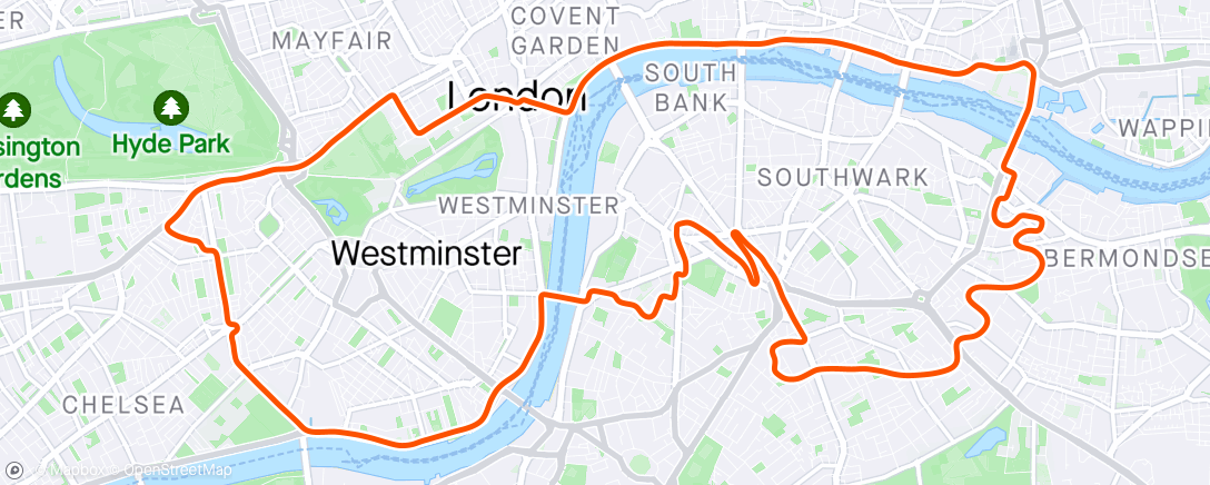 Mapa da atividade, Zwift - London